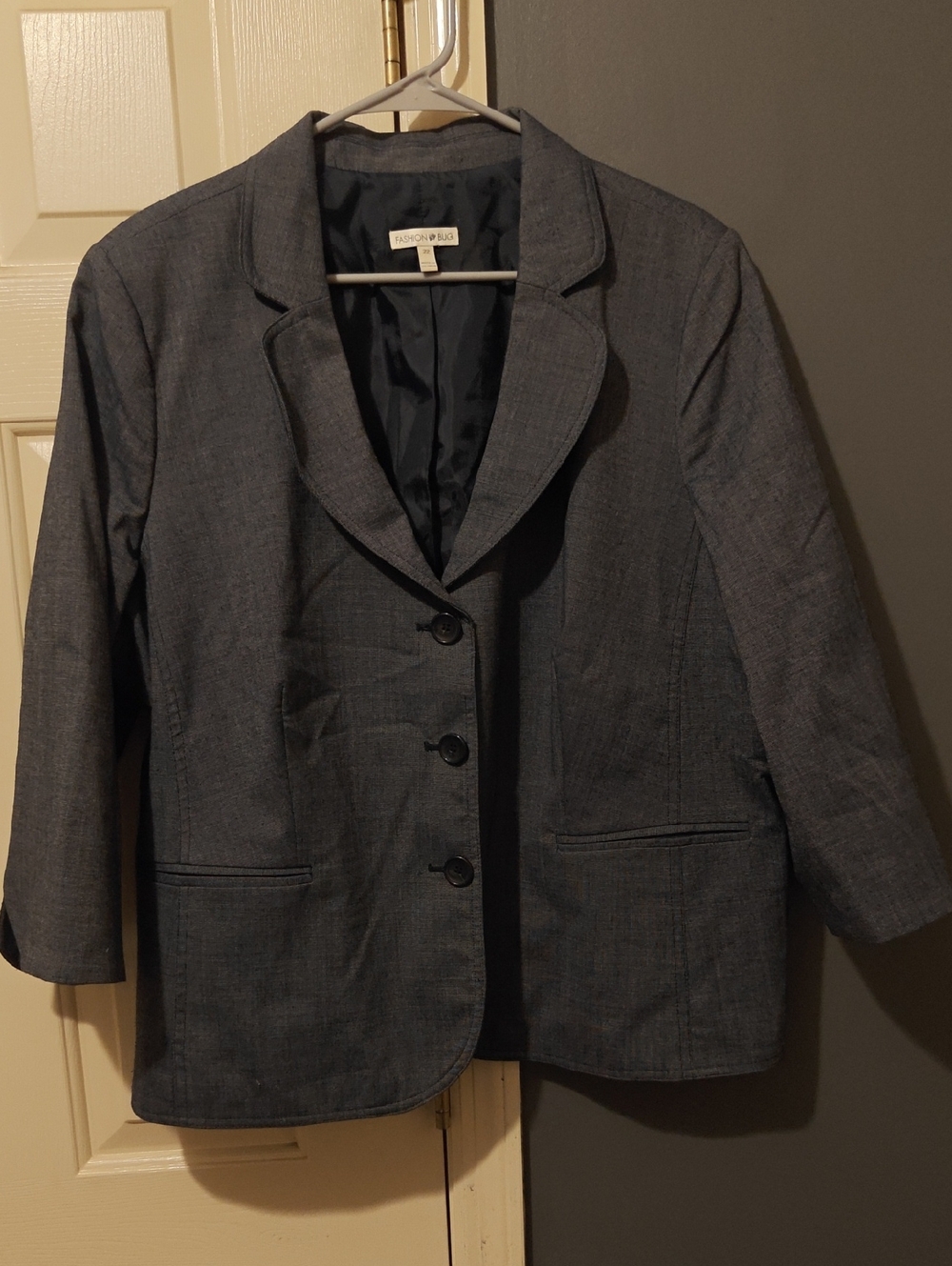 Avenue Heathered Jean Color Three-Button Women's Blazer